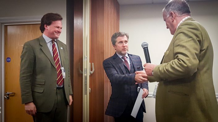 Simon is presented with the Battlespace Businessman of the Year Award