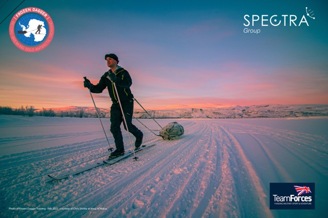 Sam Cox in training for his world record attempt to cross the Antarctic, solo and unsupported.