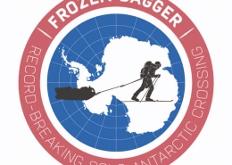 The logo of Frozen Dagger, Sam Cox's Solo Antarctic Crossing World Record Attempt