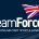 Team Forces logo featuring the text 'Team Forces' in bold white letters against a dark blue background, with a stylized Union Jack flag waving above the text. Below the main text, the slogan 'FUNDING MILITARY SPORT & ADVENTURE' is displayed in smaller white letters.